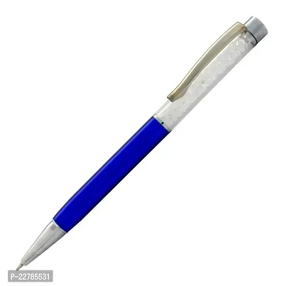 Kk Crosi Cristal Filled Thick Body Design Blue Colour Aluminium Body Ball Pen