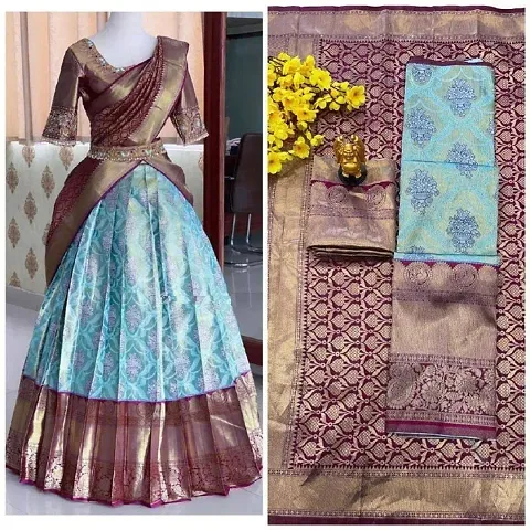 Stylish Banarasi Silk Jacquard Lehenga Choli With Dupatta Set For Women