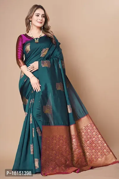 Classic Art Silk Jacquard Saree With Blouse Piece-thumb0