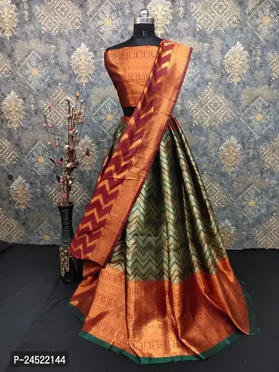 Beautiful Art Silk Semi Stitched Jacquard Lehenga For Women