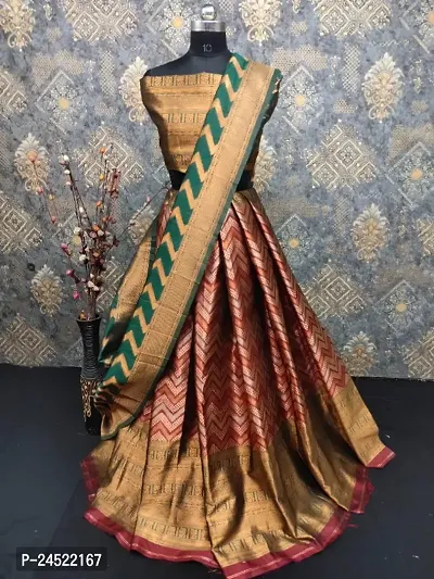 Beautiful Art Silk Semi Stitched Jacquard Lehenga For Women-thumb0