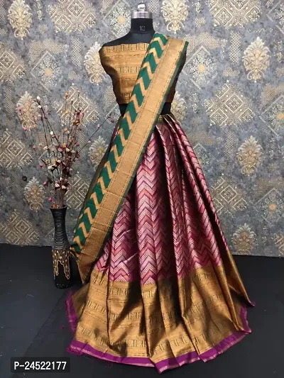 Beautiful Art Silk Semi Stitched Jacquard Lehenga For Women-thumb0