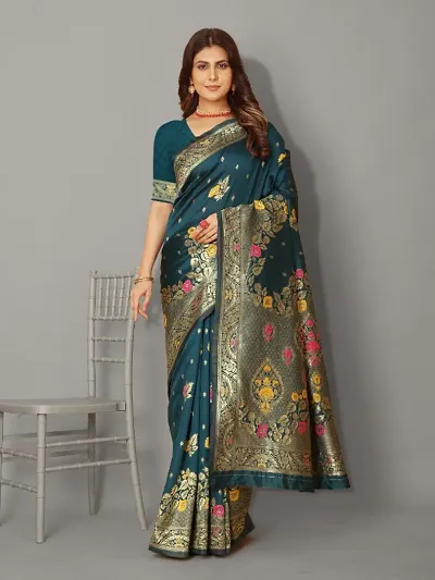 Glamorous Art Silk Saree with Blouse piece
