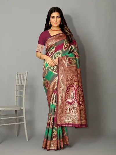 Trending Art Silk Saree with Blouse piece 