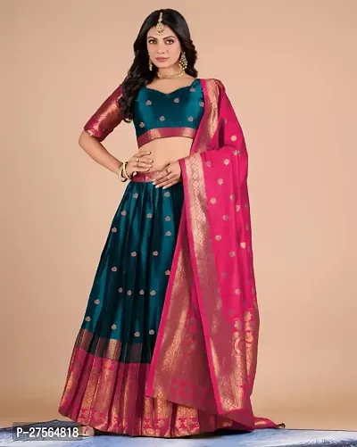Fancy Kanjiveram Silk pure Zari lehenga, blouse with Dupatta-thumb0