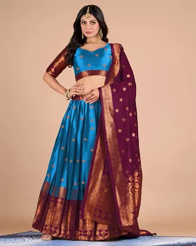 Fancy Art Silk pure Zari Lehenga, Blouse with Dupatta