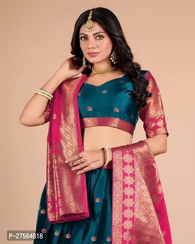 Fancy Kanjiveram Silk pure Zari lehenga, blouse with Dupatta-thumb2