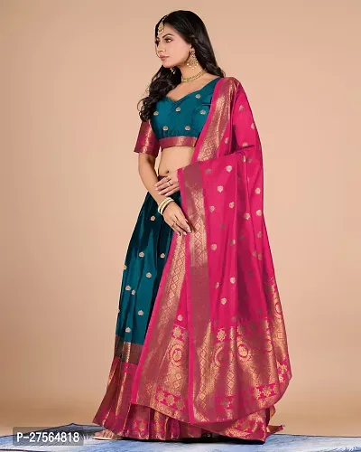Fancy Kanjiveram Silk pure Zari lehenga, blouse with Dupatta-thumb3