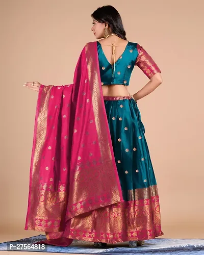 Fancy Kanjiveram Silk pure Zari lehenga, blouse with Dupatta-thumb4
