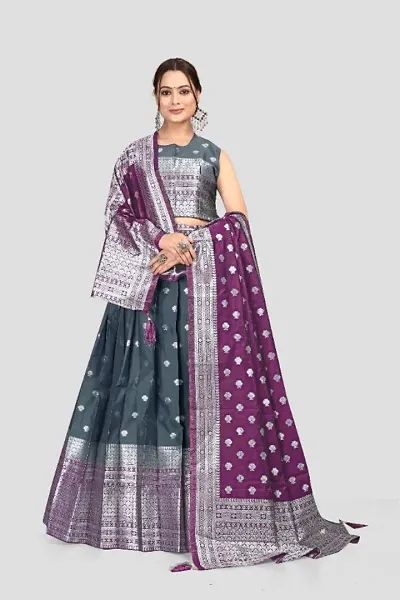 Stylish Art Silk Jacquard Semi Stitched Lehenga Choli Set