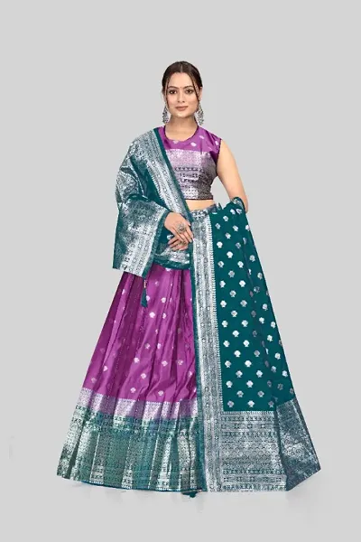 Stylish Art Silk Jacquard Semi Stitched Lehenga Choli Set