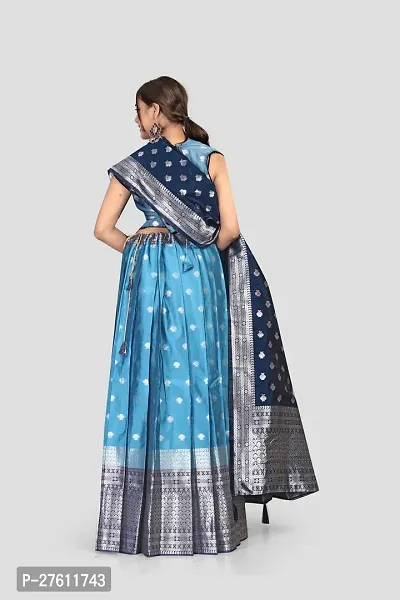 Womens Lehanga Kanjivaram Banarasi Silk Pure Zari With Blouse Along With Heavy Jacquard Zari Work Dupatta-thumb3