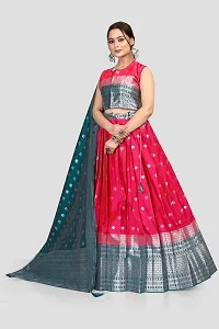 WOMENS LEHANGA KANJIVARAM BANARASI SILK PURE ZARI WITH BLOUSE ALONG WITH HEAVY JACQUARD ZARI WORK DUPATTA TRADITIONAL-thumb1