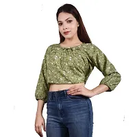 ATIMUNA Casual Full Sleeves Floral Printed Women Top (Medium, Green)-thumb4