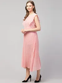 ATIMUNA Women's Crepe Pleated Long Gown (X-Large, Pink)-thumb2