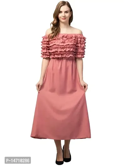 ATIMUNA Women Fit and Flare Dress (X-Large, Pink)