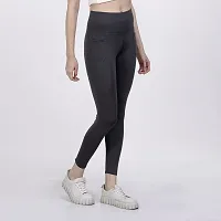 ATIMUNA Women Stretchable Front Leggings with Side Pocket Full-Length Yoga Pants (M, Grey)-thumb3