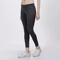 ATIMUNA Women Stretchable Front Leggings with Side Pocket Full-Length Yoga Pants (M, Grey)-thumb2