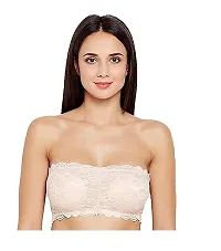 ATIMUNA Women's Lace Tube Strapless Lightly Padded Non-Wired Bandeau Bra (Free Size- 28B to 34B) (BAIGE)-thumb4