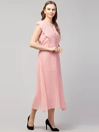 ATIMUNA Women's Crepe Pleated Long Gown (X-Large, Pink)-thumb3