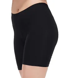 ATIMUNA Solid Girl?s 4 Way Stretch Lycra Spandex High Waist Safety Pants Cycling Shorts Combo (Pack of 2) (XL, Black-Black)-thumb2