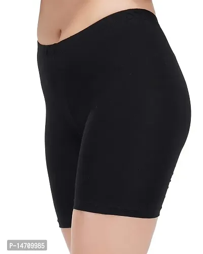 ATIMUNA Solid Girl?s 4 Way Stretch Lycra Spandex High Waist Safety Pants Cycling Shorts Combo (Pack of 2) (XL, Black-Black)-thumb3