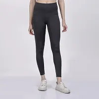 ATIMUNA Women Stretchable Front Leggings with Side Pocket Full-Length Yoga Pants (M, Grey)-thumb1