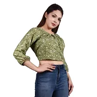 ATIMUNA Casual Full Sleeves Floral Printed Women Top (Medium, Green)-thumb5