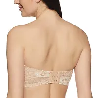 ATIMUNA Women's Lace Tube Strapless Lightly Padded Non-Wired Bandeau Bra (Free Size- 28B to 34B) (BAIGE)-thumb2