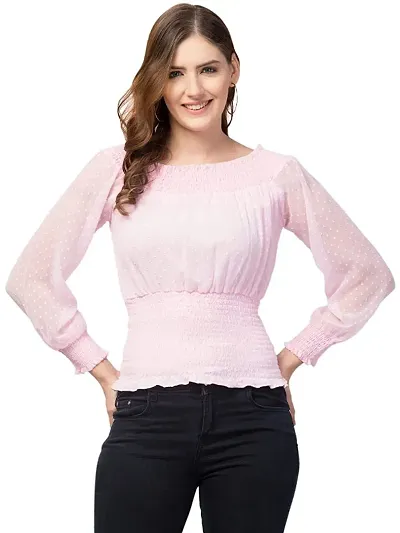 Classic Georgette Solid Tops for Womens