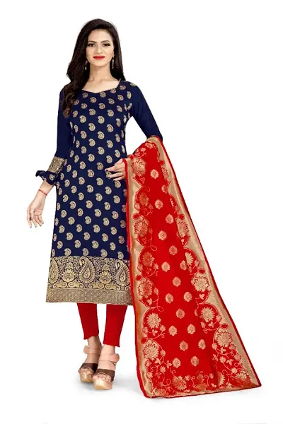 Beautiful Banarasi Silk Woven Design Dress Material with Dupatta