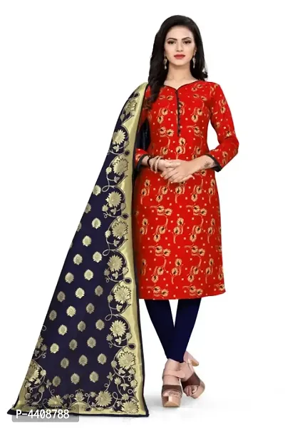 Beautiful Banarasi Silk Woven Design Dress Material with Dupatta-thumb0
