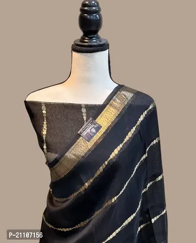 Stylish Tissue Black Saree without Blouse piece-thumb0