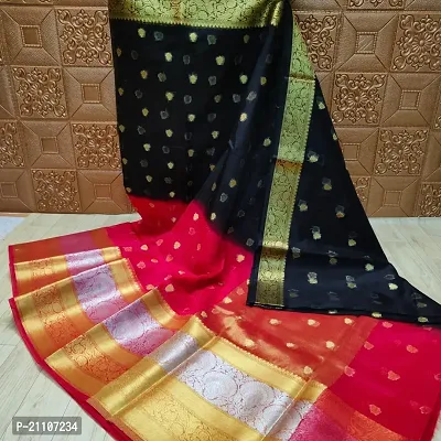 Stylish Tissue Red Saree without Blouse piece-thumb0