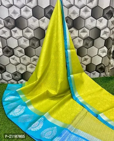 Stylish Tissue Yellow Saree without Blouse piece
