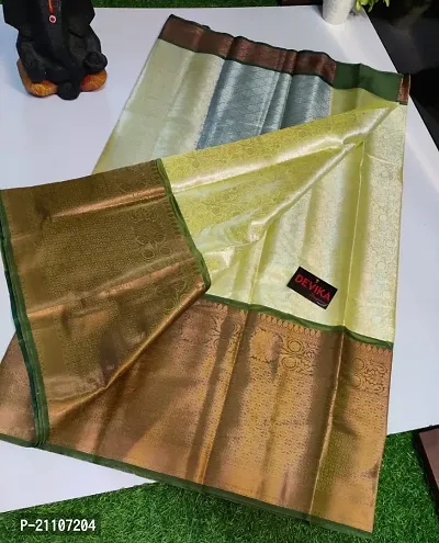 Stylish Tissue Yellow Saree without Blouse piece
