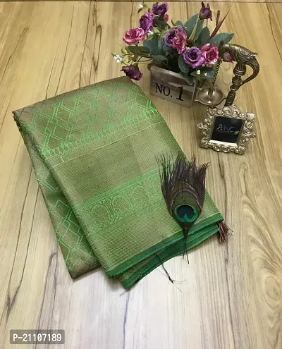 Stylish Tissue Green Saree without Blouse piece-thumb0