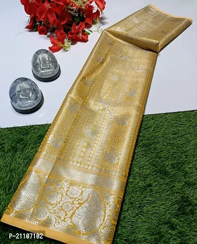 Stylish Tissue Golden Saree without Blouse piece
