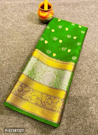 Stylish Tissue Green Saree without Blouse piece-thumb0