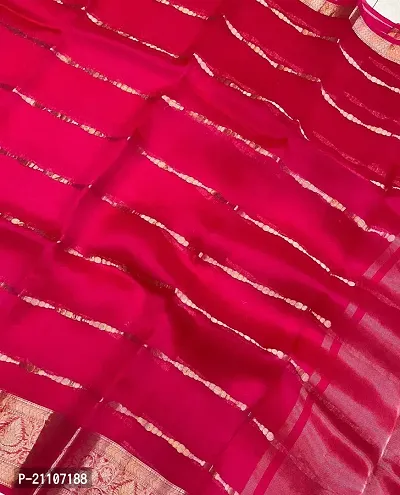 Stylish Tissue Red Saree without Blouse piece