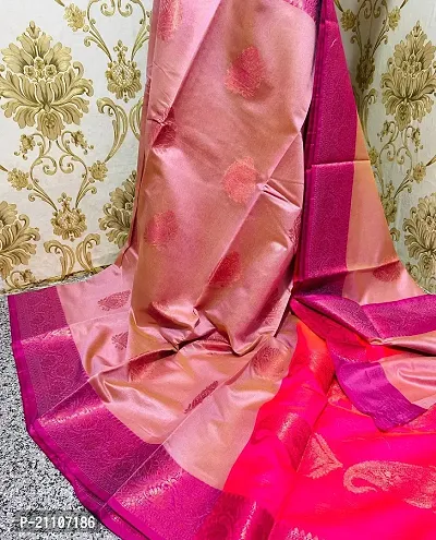 Stylish Tissue Peach Saree without Blouse piece