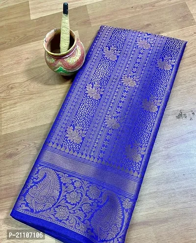 Stylish Tissue Blue Saree without Blouse piece