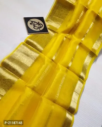 Stylish Tissue Yellow Saree without Blouse piece-thumb0
