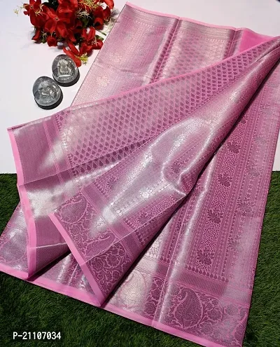 Stylish Tissue Pink Saree without Blouse piece-thumb0