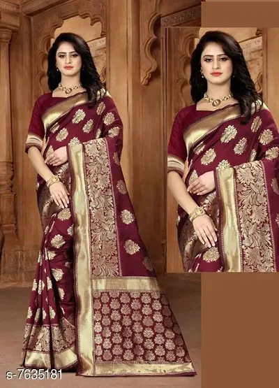  Nency Fashion Women Banarasi Silk Zari Woven Work