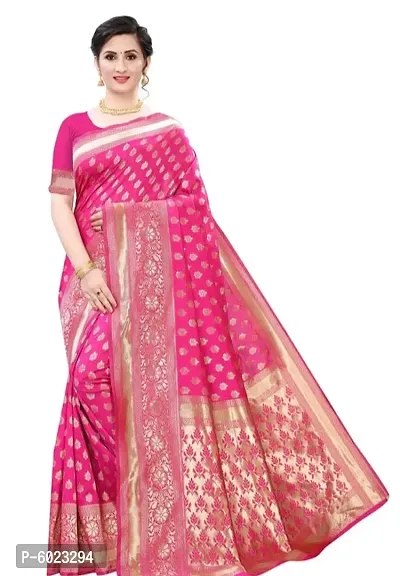 Art Silk Jacquard Saree with Blouse Piece-thumb0