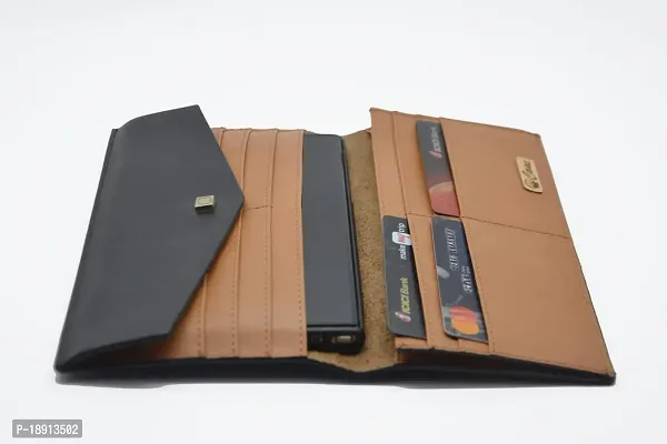 GATUDI ART CRAFT Leather with Zip Pocket, Multiple Card Holders and Phone Pocket Wallet (Black ) (Black)-thumb3