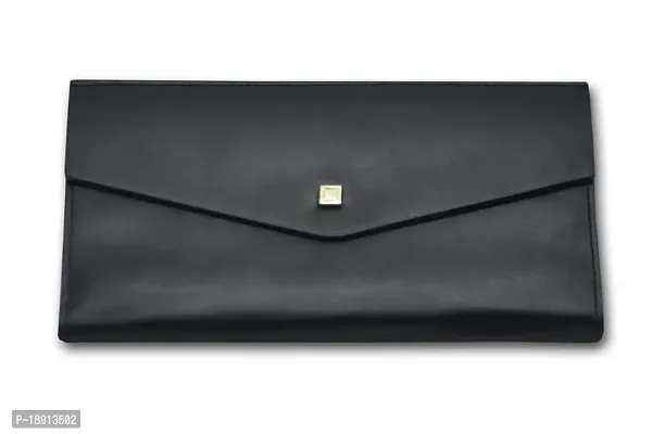 GATUDI ART CRAFT Leather with Zip Pocket, Multiple Card Holders and Phone Pocket Wallet (Black ) (Black)