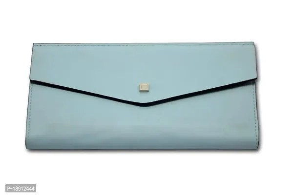 GATUDI ART CRAFT Leather with Zip Pocket, Multiple Card Holders and Phone Pocket Wallet (Black ) (Light Blue)-thumb0