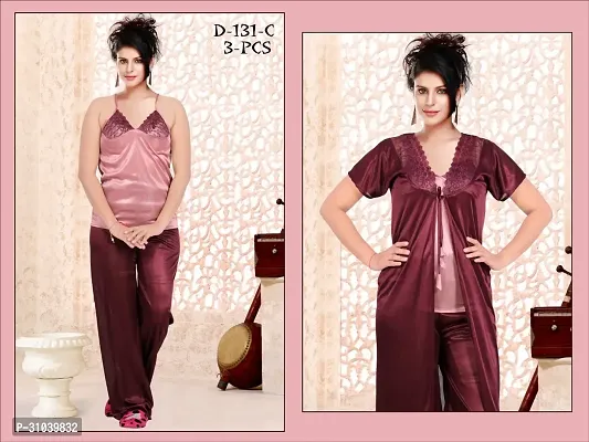 Stylish Stain Night suit For Women-thumb0